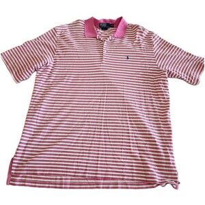 Polo By Ralph Lauren Preppy Preformance Golf Pink White Green Stripe Men SZ XXL